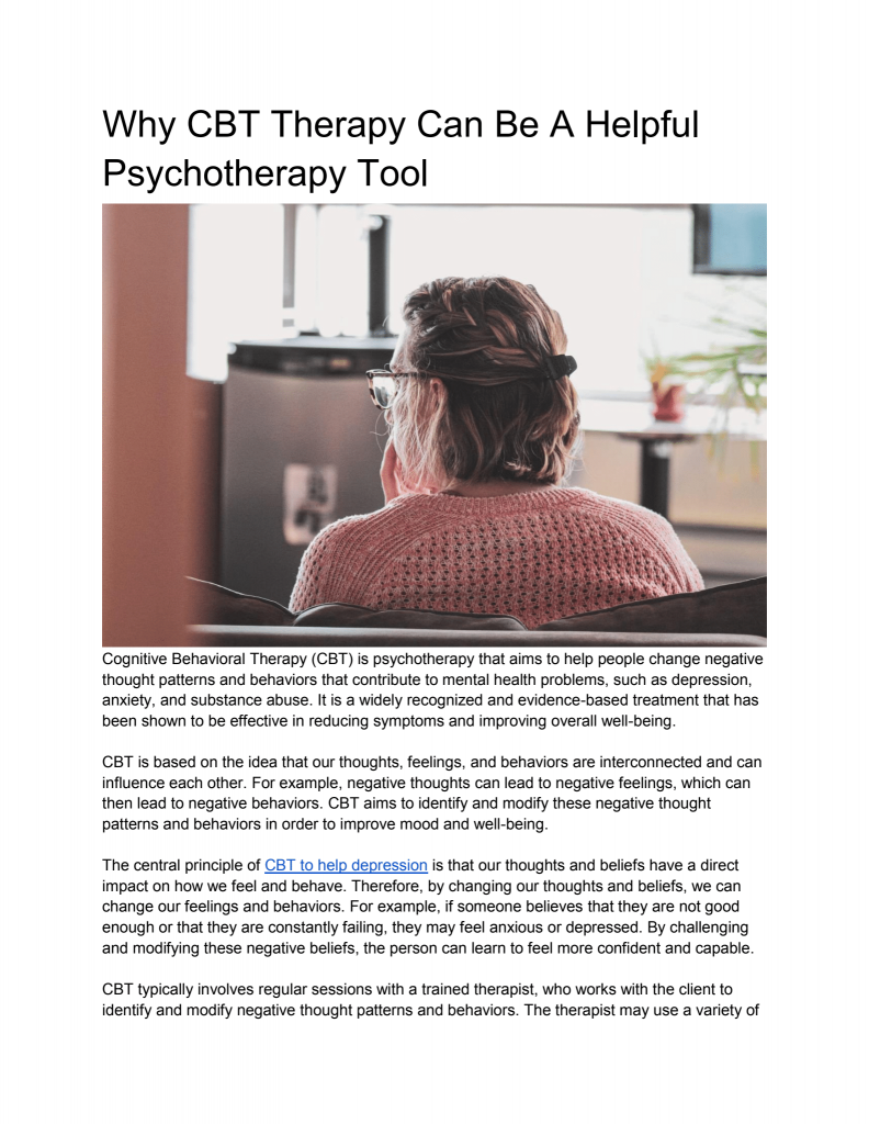 Cognitive Behavioral Therapy
